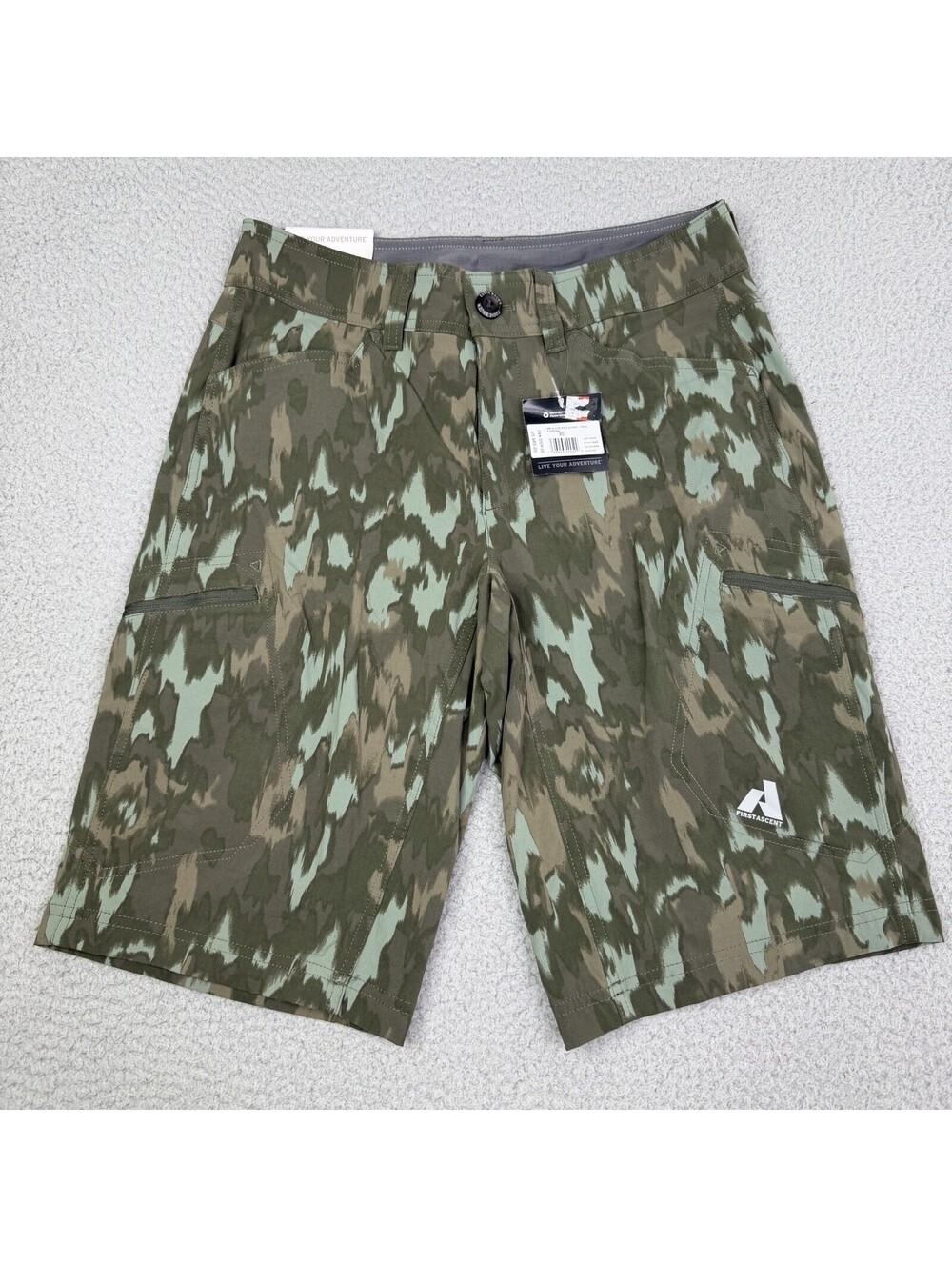 Eddie Bauer First Ascent Mens Guide Pro Green Camo Shorts Active Fit Sz 30 NWT